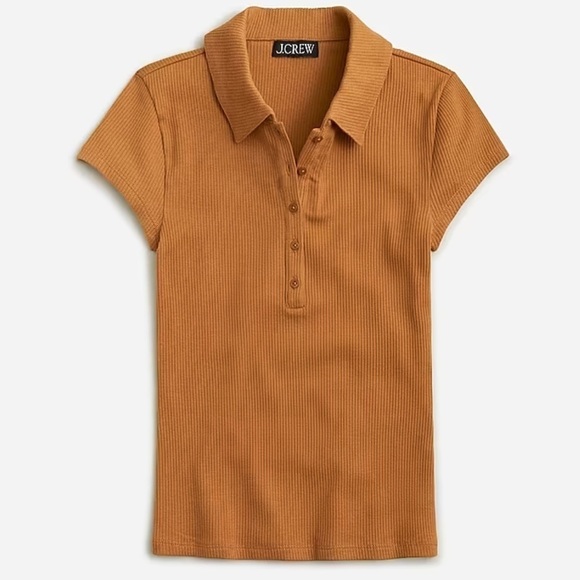 NWT J. Crew Vintage rib polo shirt in Burnt Orange - Picture 1 of 6